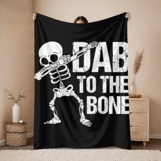 Dab To The Bone Dancing Skeleton Halloween Throw Blankets