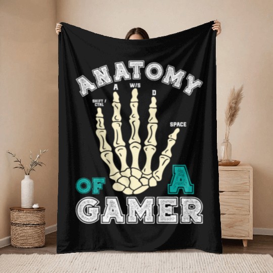 Anatomy of a Gamer Gaming Hand Video Game Throw Blankets