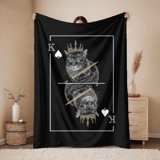 Cat Spades King Playing Card Cat Daddy Cat Mom Throw Blankets