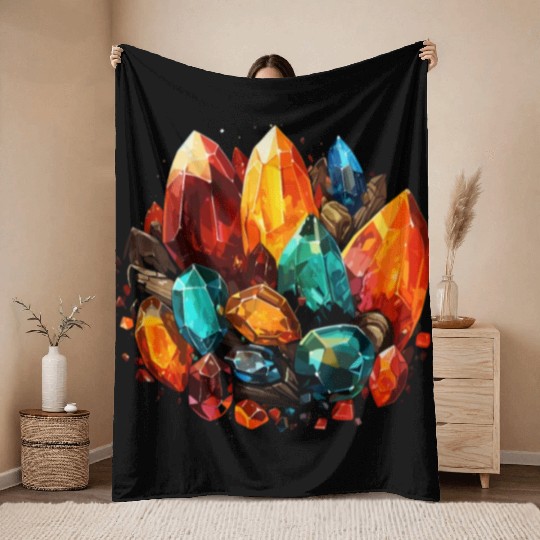 Lapidary Artist Gemstone Stone Collecting Stone Throw Blankets