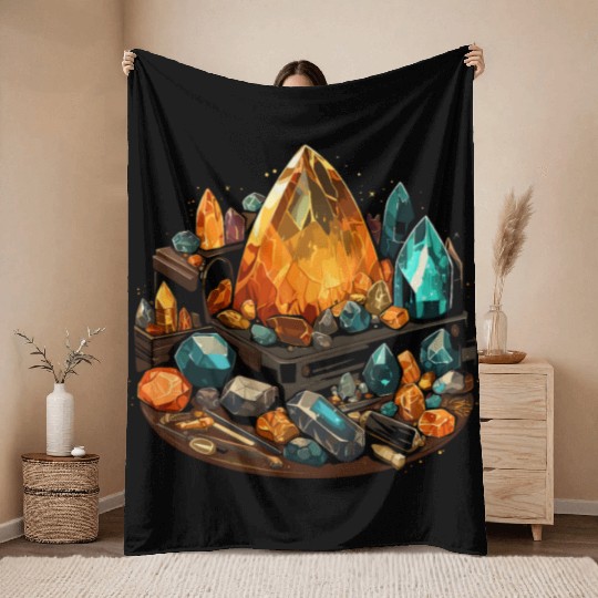 Lapidary Artist Gemstone Stone Collecting Stone Throw Blankets