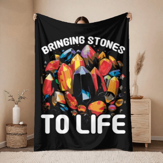 Lapidary Artist Gemstone Stone Collecting Stone Throw Blankets