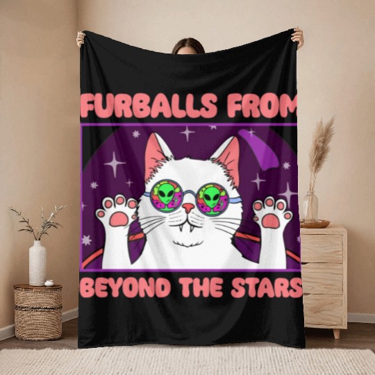 Cat Alien, Aliens, UFO, UAP, Space Unknown Flight Throw Blankets