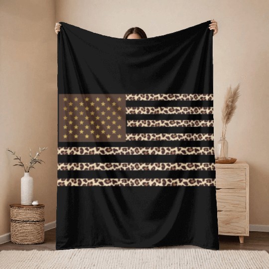 Flag of Cheetah Throw Blankets