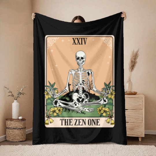 Funny Tarot Card Yoga Meditation Zen Throw Blankets