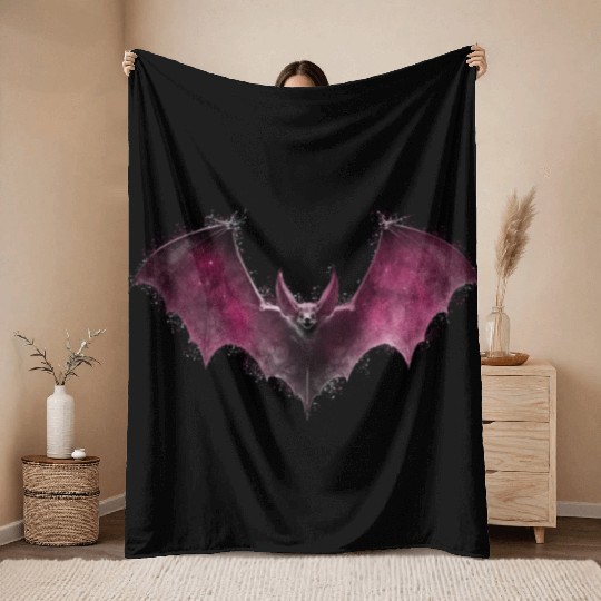 Gothic Bat Occult Space Galaxy Vampire Goth Alt Ae Throw Blankets