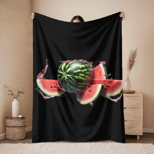 A burst watermelon. Throw Blankets