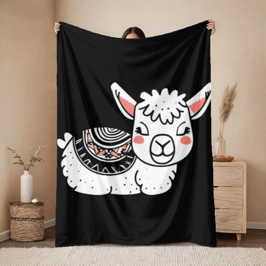 Adorable Llama Resting Throw Blankets