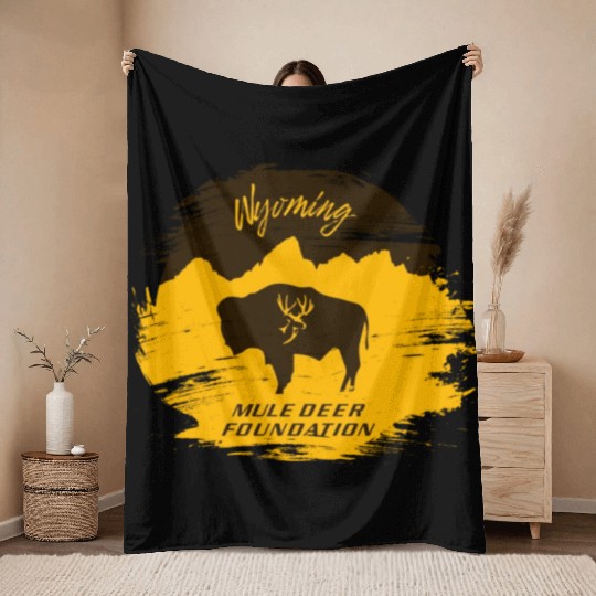 Mule Deer Foundation of Wyoming Throw Blankets