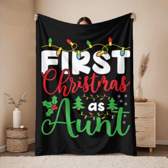 First Christmas as Aunt, Christmas Design gifts Throw Blankets