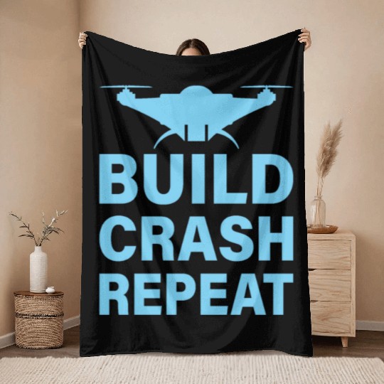 Build Crash Repeat Throw Blankets