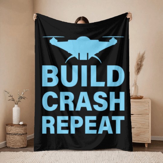 Build Crash Repeat Throw Blankets