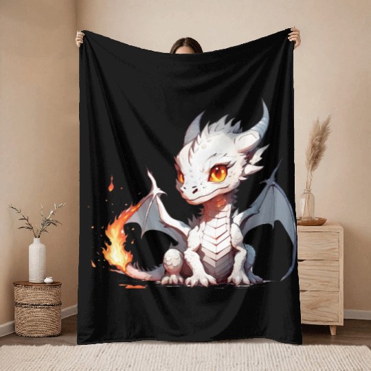 Young fire dragon Throw Blankets