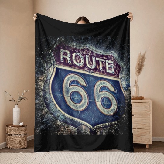 Route 66 Throw Blankets