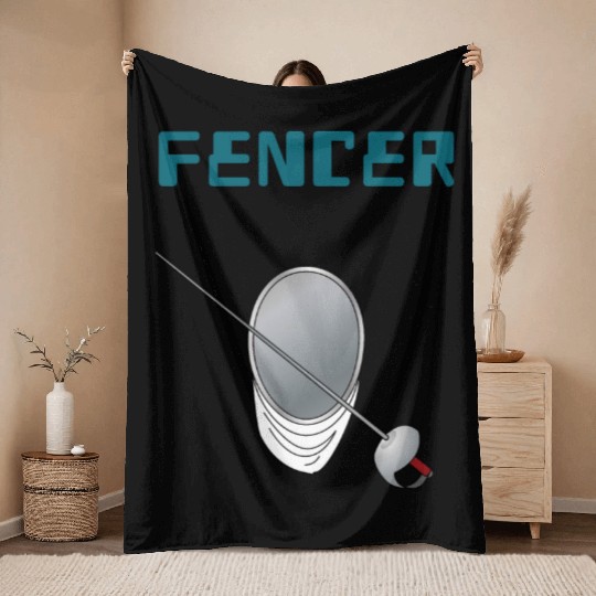 Fencer fencing sport game Throw Blankets