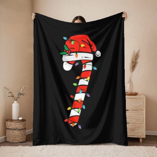 Christmas Candy Cane Santa Xmas Kids Toddler Youth Throw Blankets
