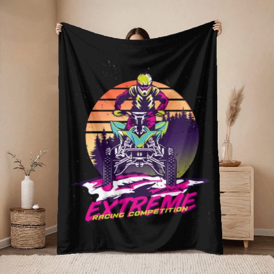 Neon Racer at Sunset Throw Blankets