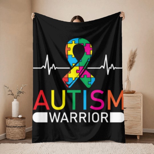 Autism Warrior Autistic Ninja Spectrum Asperger Throw Blankets