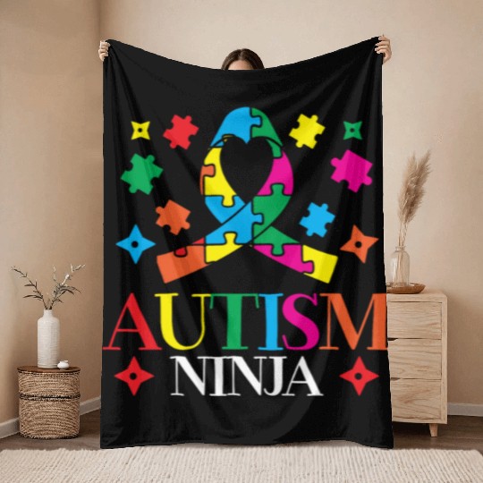 Autism Ninja Asperger Syndrome Spectrum Autistic Throw Blankets