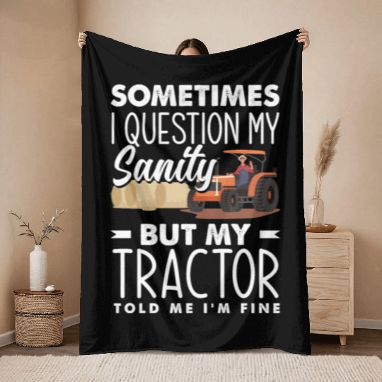 Farming Tractor Farmer Funny Farmer Gift Throw Blankets