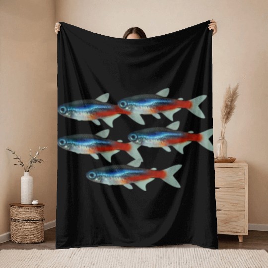 Neon Tetra Fish Bright Color Freshwater Sea Life Throw Blankets