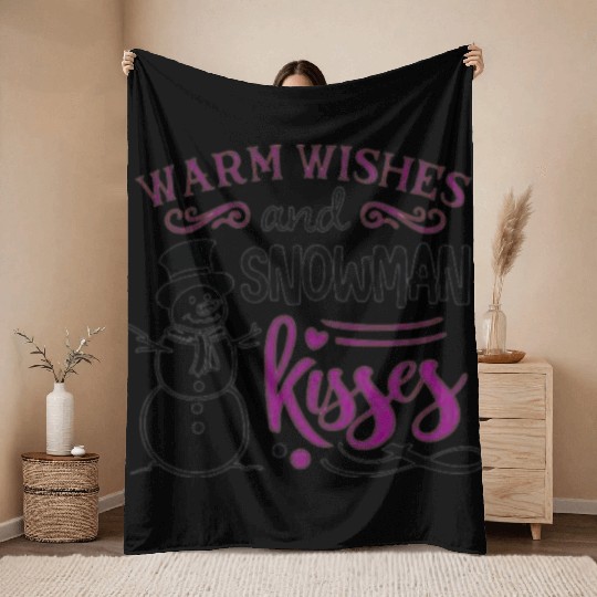 Warm wishes and Snowman kisses Throw Blankets
