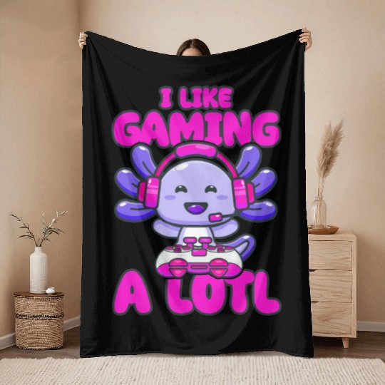 Gaming, Axolotl, Gaming, Video Game, Unicorn Gamer Throw Blankets