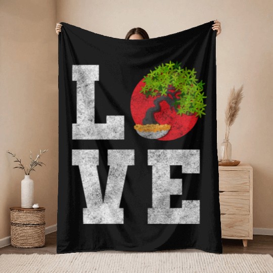 Bonsai Grower Japanese Throw Blankets