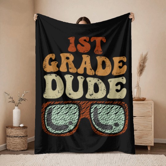 Kindergarten Teacher Funny Student 1st Graduation Throw Blankets