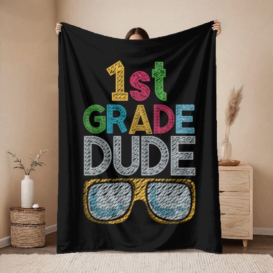 Kindergarten Teacher Funny Student 1st Graduation Throw Blankets