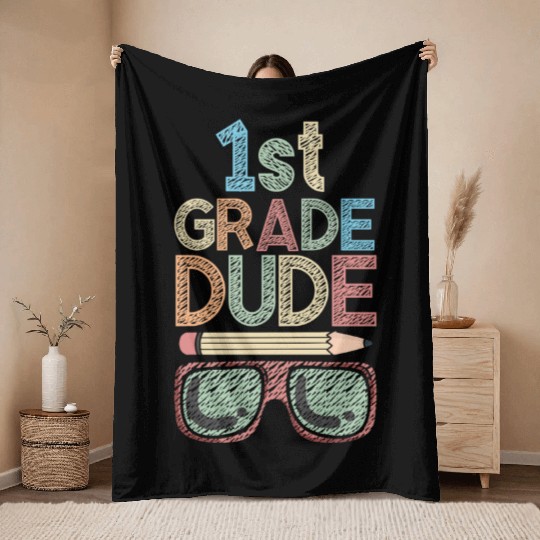 Kindergarten Teacher Funny Student 1st Graduation Throw Blankets