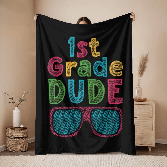 Kindergarten Teacher Funny Student 1st Graduation Throw Blankets