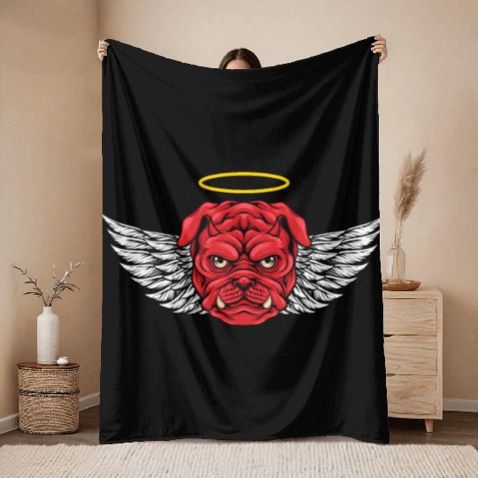 Devil Pitbull Dog Throw Blankets