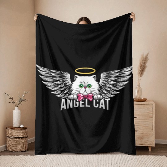 Angel Persian Cat Throw Blankets