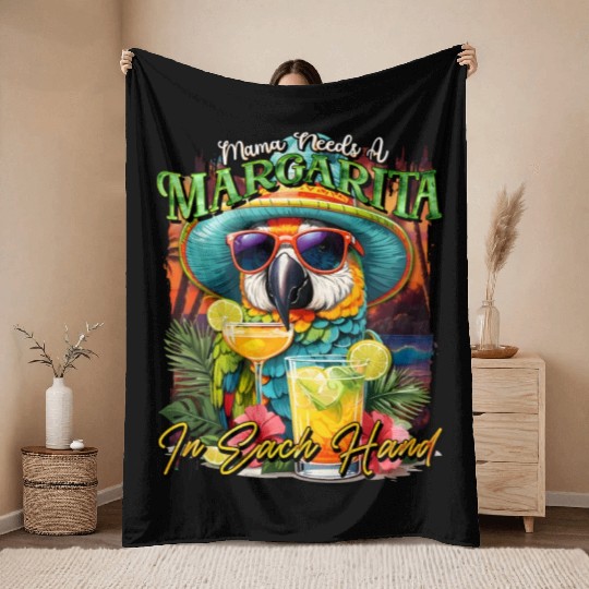 Balanced Diet is A Margarita in Eachs Hands Parrot Throw Blankets