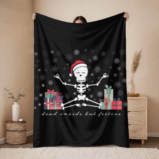 Dead Inside but Festive Throw Blankets