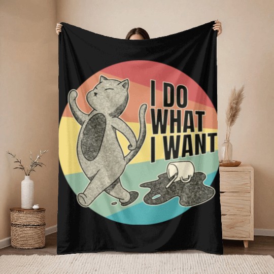 Feline Sass - Cat's Independent Spirit Throw Blankets