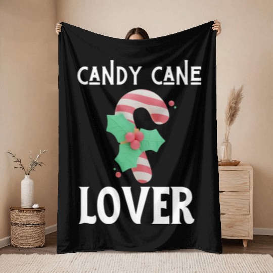 Candy Cane Lover Christmas Peppermint Candy Canes Throw Blankets