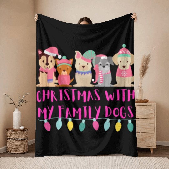 christmas dog lovers mom Throw Blankets