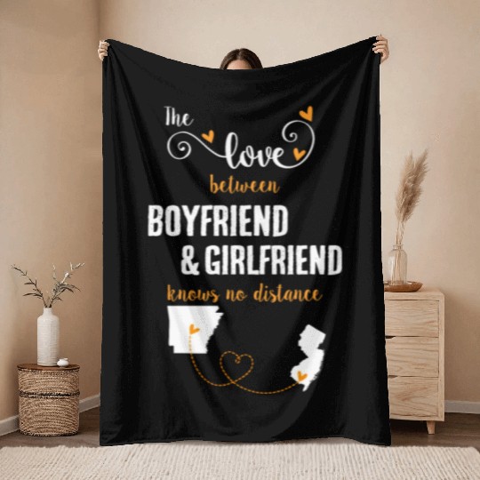 Love Between BF And GF Arkansas To New Jersey Gift Throw Blankets