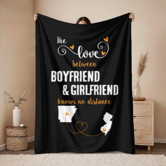 Love Between BF And GF Arkansas To New Jersey Gift Throw Blankets