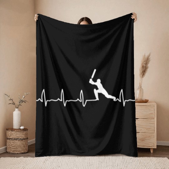 Cricket Player Cricket Heartbeat Cricket Player Throw Blankets