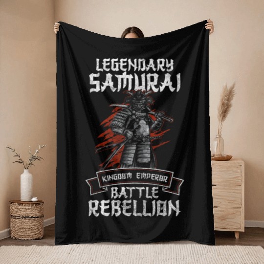 Japan Manga Sword Fighting Throw Blankets