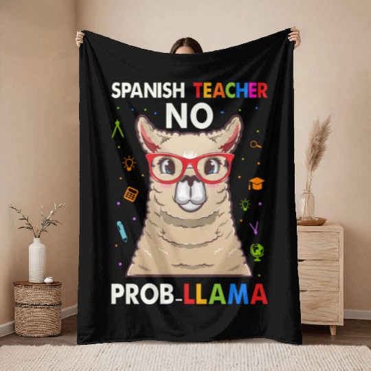 Spanish Teacher No Pro llama Throw Blankets