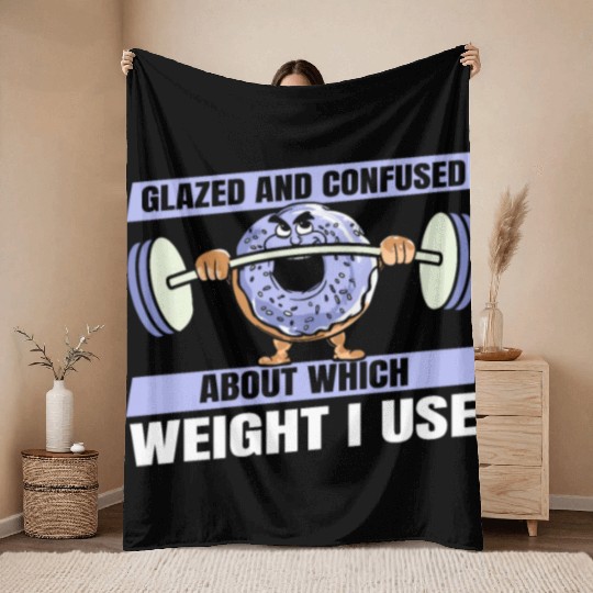 Fitness Donut Funny Donut Gym Throw Blankets