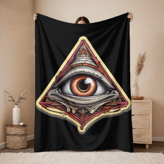 Illuminati one eye symbol of freedom world society Throw Blankets