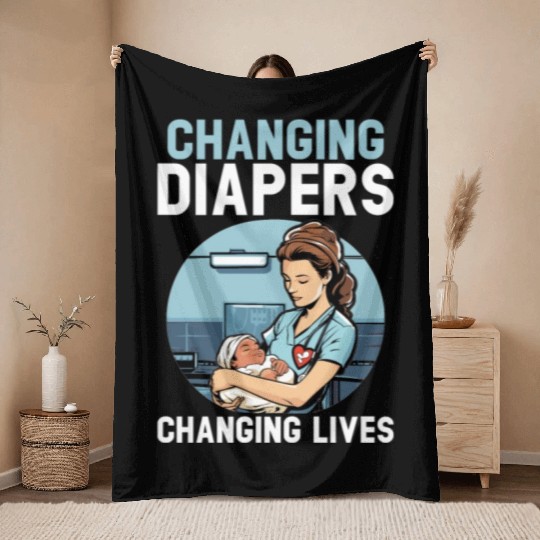 Registered Nurse Medical Medicine Neonatal Nurse Throw Blankets