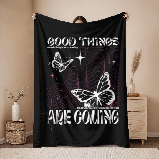 Butterfly Karma Whispers Throw Blankets