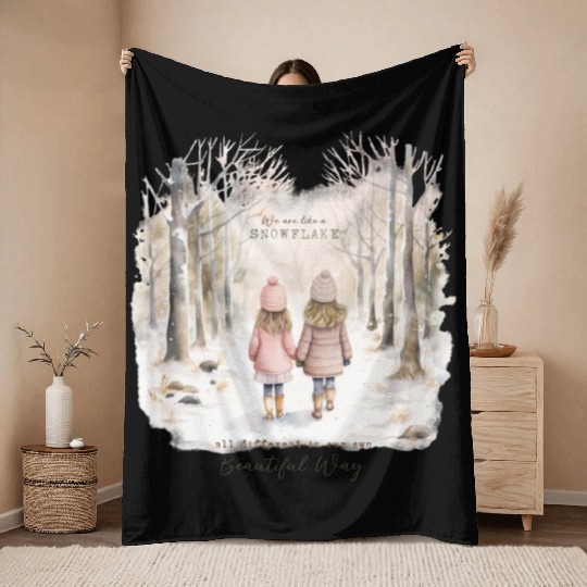 Cute Kids In Winter Wonderland Throw Blankets