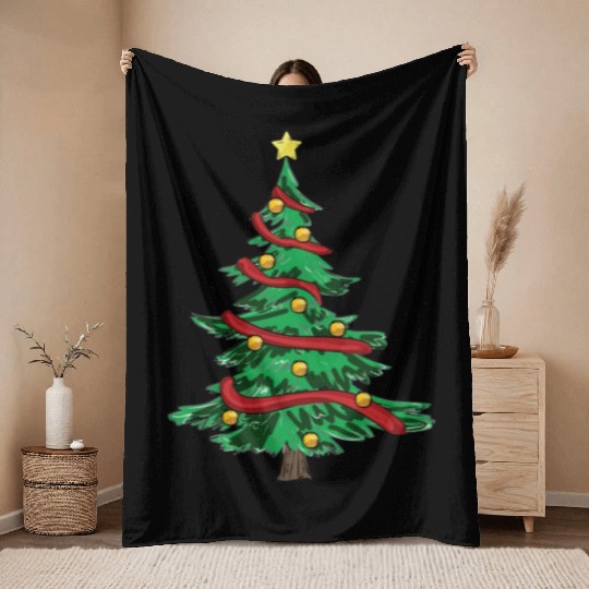 Christmas Tree Christmas Throw Blankets
